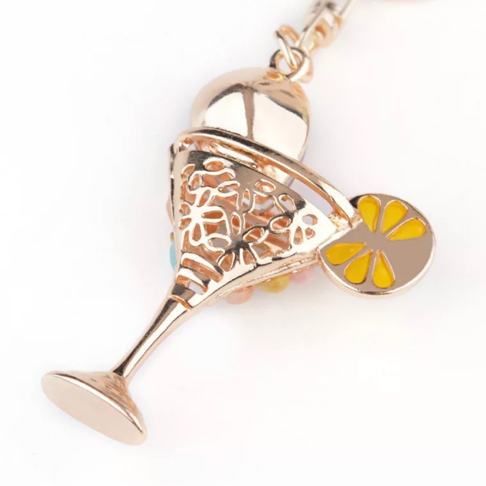 Martini Glass Rhinestone Bag Charm & Key Chain - Picture 3 of 7
